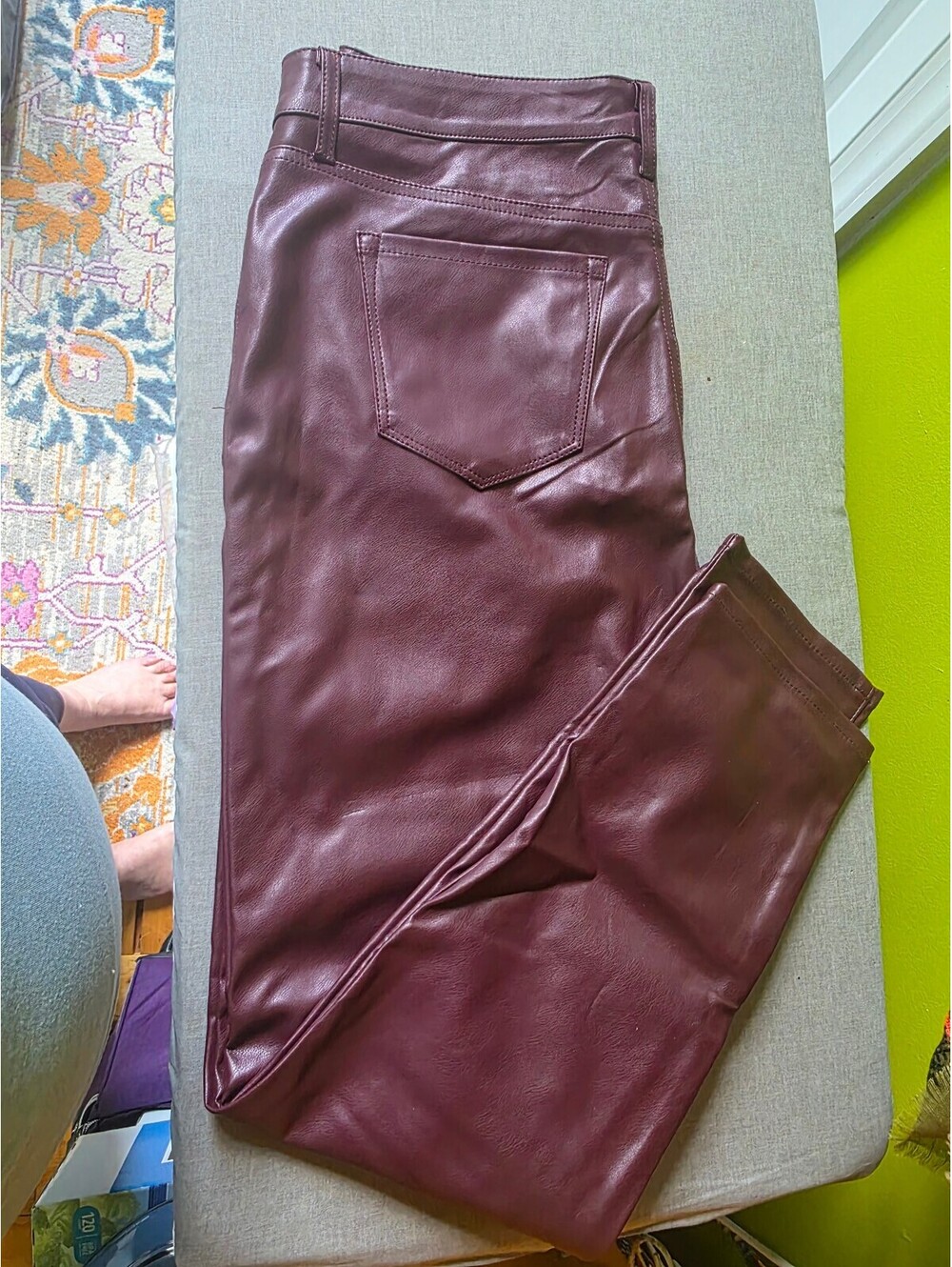 Sophia by Sophia Vargara Burgundy Skinny Vegan Leather Pants Size 12